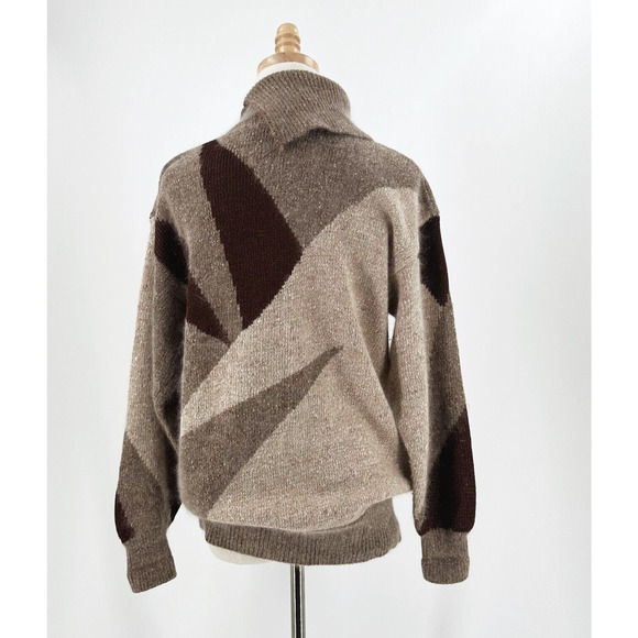 VTG 80s IB Diffusion Womens Silk/Angora Patchwork Grandma Sweater Medium Retro - Picture 5 of 9